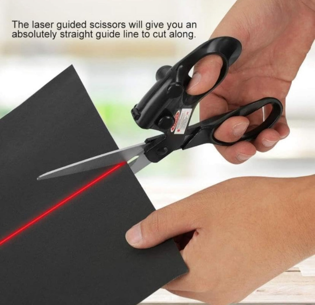 Laser Guided Scissors for Perfectly Straight Cuts - Ideal for Fabric, Paper, Crafts & More