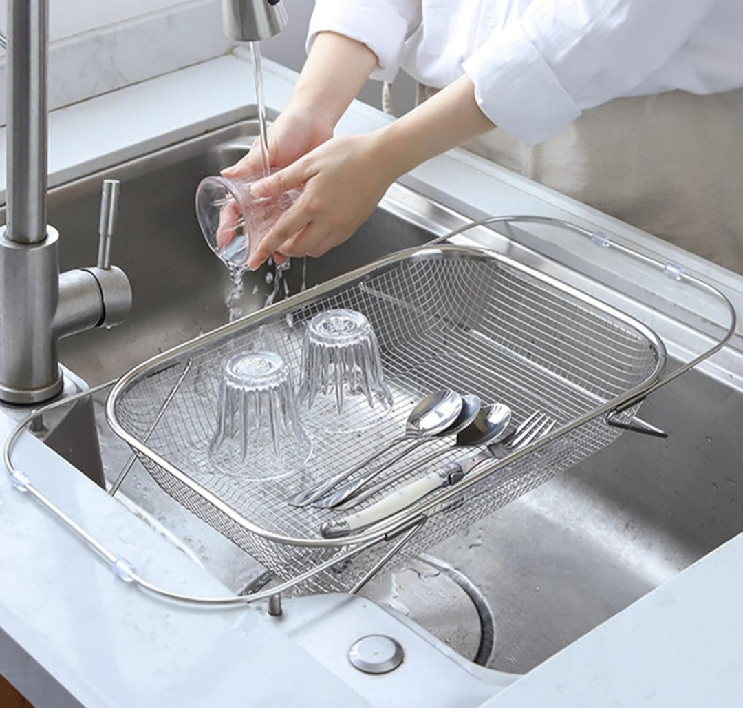 Stainless Steel Adjustable Sink Grid – Uniform Drainage for Washing Fruits, Vegetables & Dishes in Any Sink