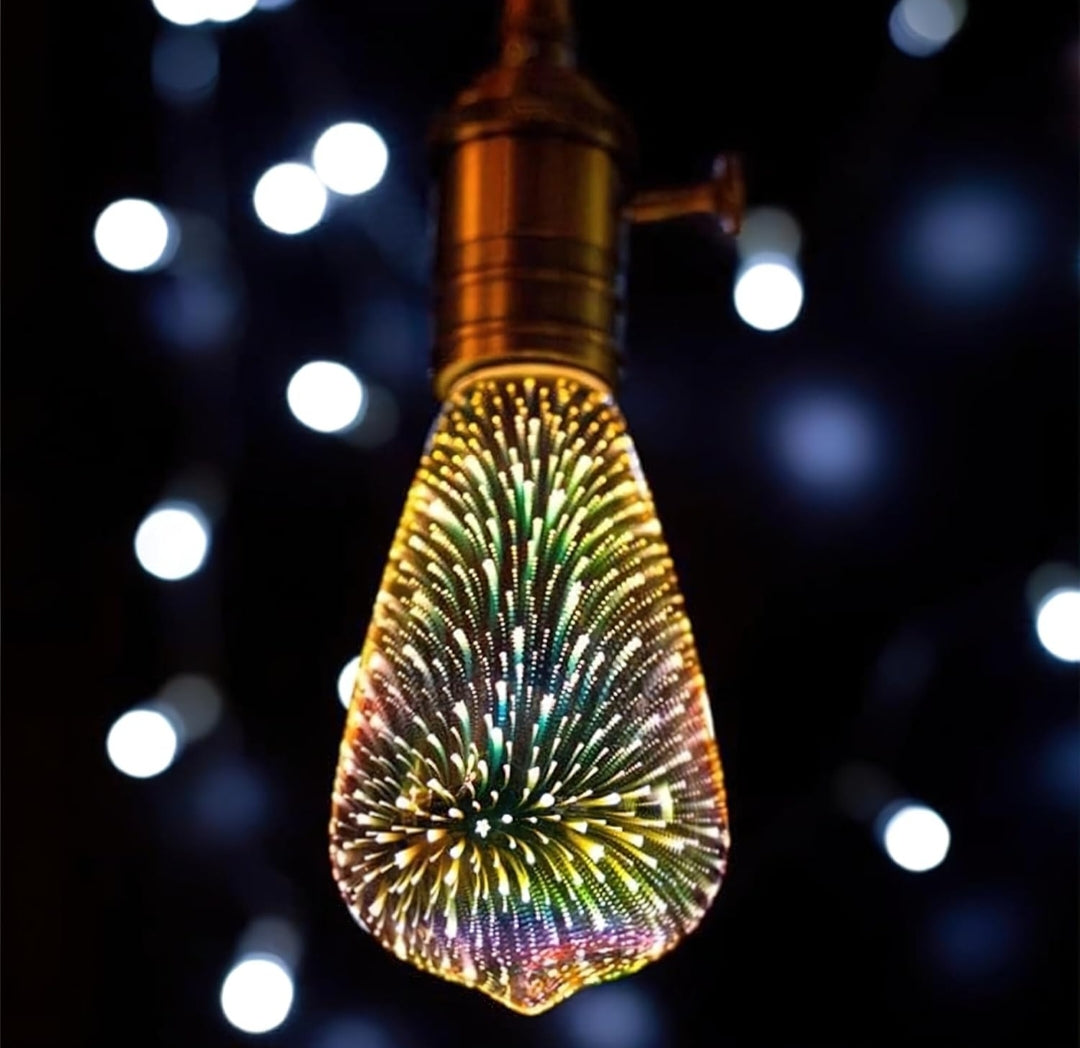 Vintage Edison Firework Glass LED Bulb – 360° High Brightness, E27/B22 Socket, Warm White 2200K-2400K (B22 Adapter Included)