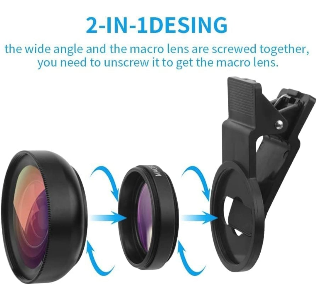 MACH 2-in-1 Phone Lens: 0.45X Ultra Wide Angle + 9.45X Macro Clip-On Kit – 80% Bigger Shots, Pro-Level Shots!