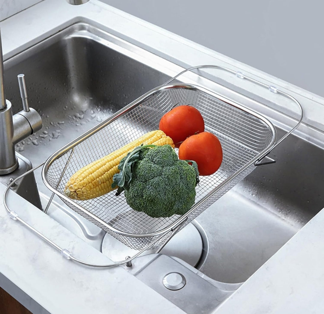 Stainless Steel Adjustable Sink Grid – Uniform Drainage for Washing Fruits, Vegetables & Dishes in Any Sink
