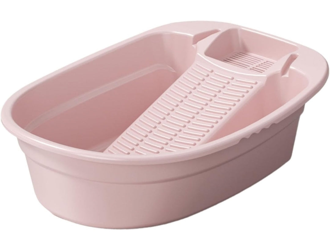 Portable Plastic Washboard Basin with Built-in Scrubber for Handwashing Laundry