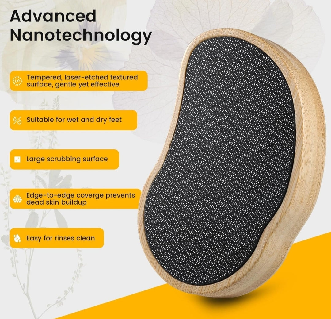 Bamboo Foot File with Advanced Nanotechnology – Salon-Quality Pedicure for Smooth, Vacation-Ready Feet All Year