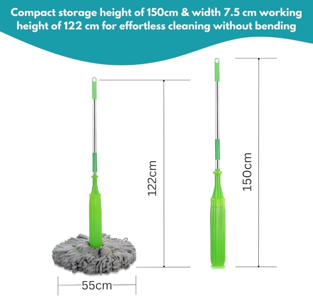 2-in-1 Dehydrated Self-Wringing Microfiber Mop with 360° Rotatable & Adjustable Handle