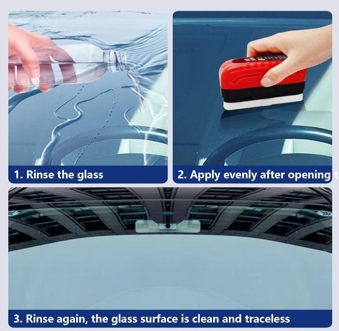 Upgrade Multi-Functional Oil Film Cleaning Brush – Windshield & Rearview Mirror Cleaner with 40z Detergent (Rain/Snow/Dust Defense)