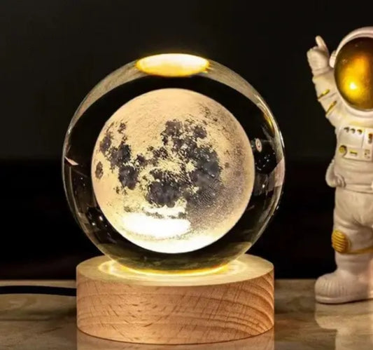 3D Moon Night Lamp with Stand – Touch Sensor & USB Rechargeable
