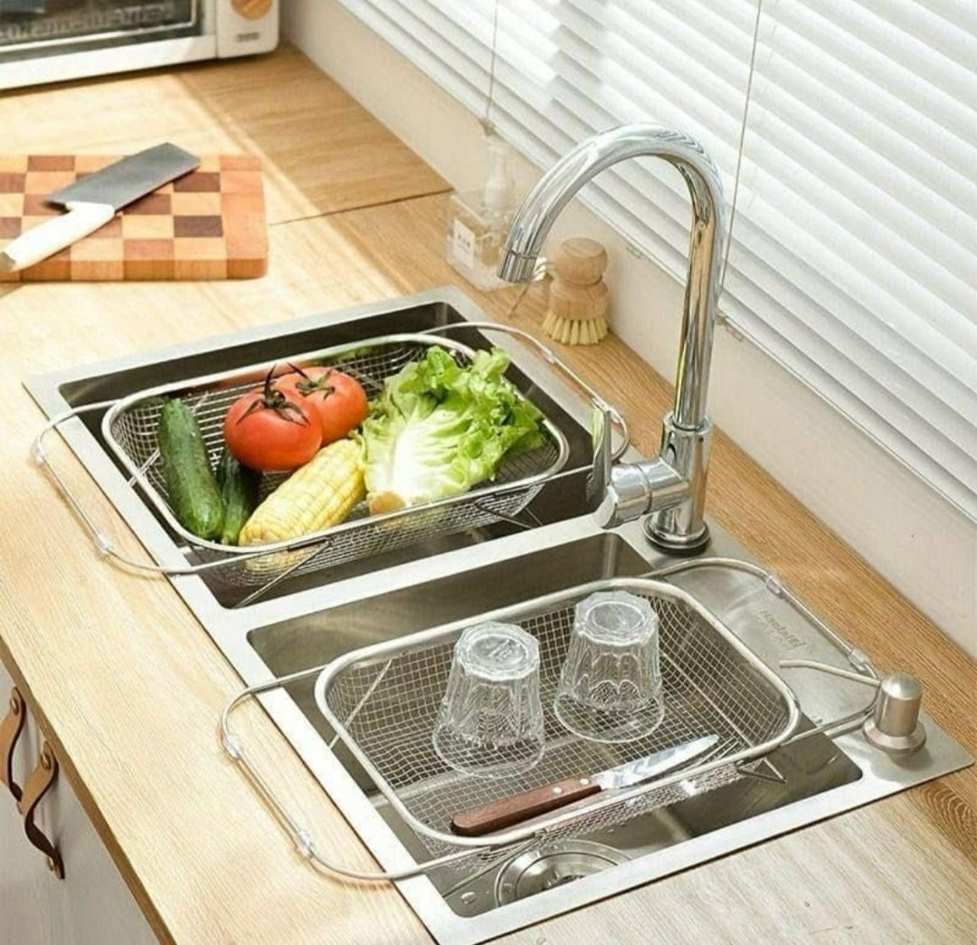 Stainless Steel Adjustable Sink Grid – Uniform Drainage for Washing Fruits, Vegetables & Dishes in Any Sink