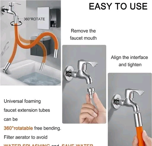 Universal 360° Rotatable Foaming Faucet Extension Tube – Anti-Splash, Water-Saving, Easy-Install Silicone Nozzle for Kitchen & Bathroom