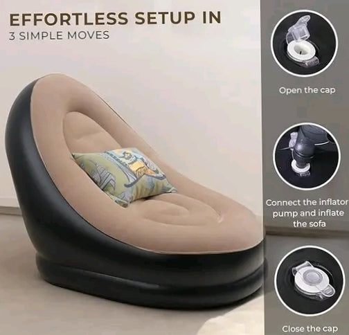 Inflatable Recliner Chair with Footstool – Portable Lounger for Ultimate Comfort