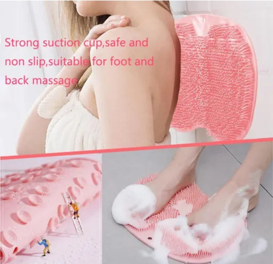 Pink Silicone Body Scrubber – Gentle Exfoliating Bath Brush for Back, Hands & Full Body