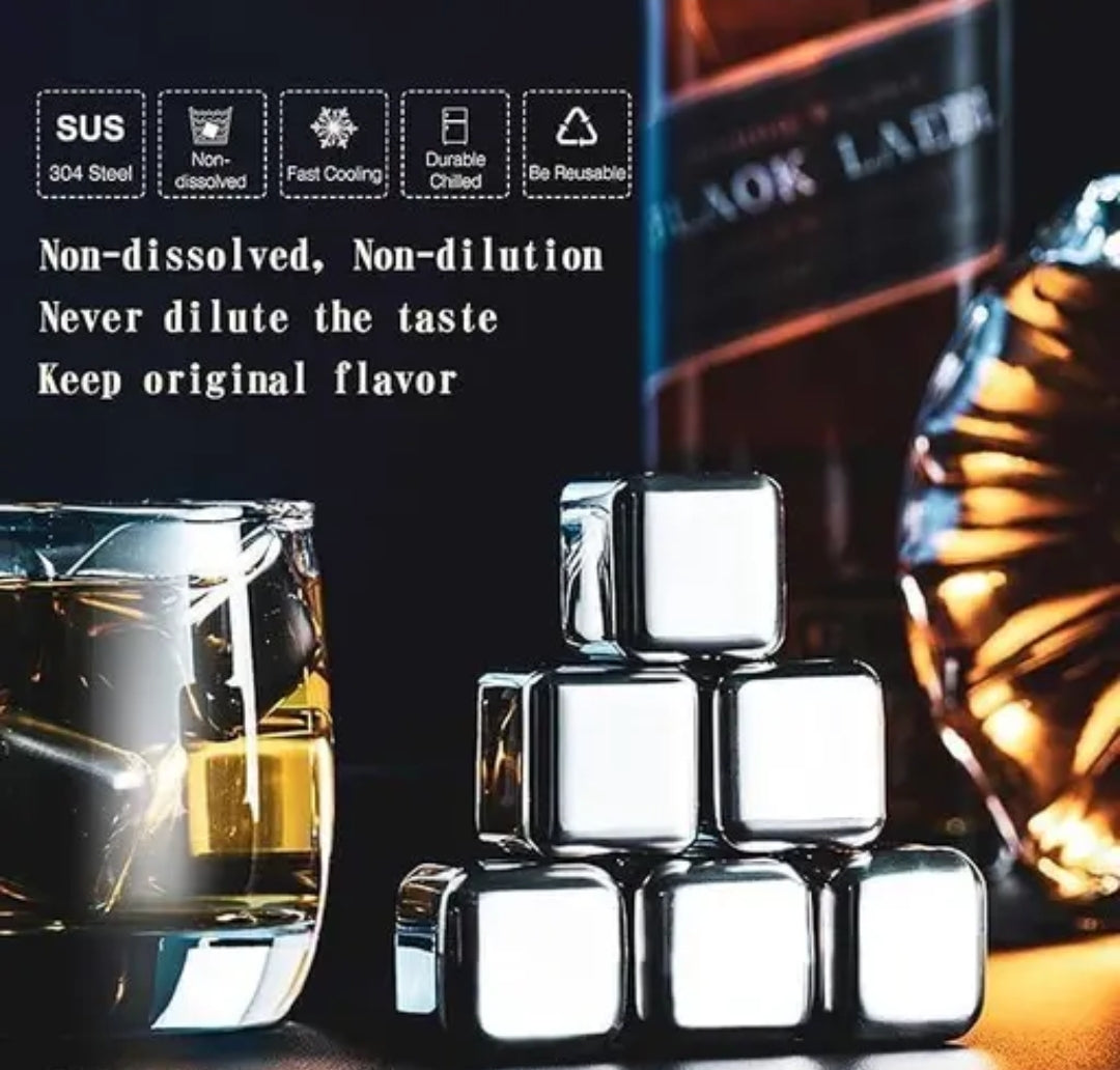 "Premium SUS304 Stainless Steel Ice Cubes – Reusable, Fast Cooling, & Non-Diluting for Drinks"
