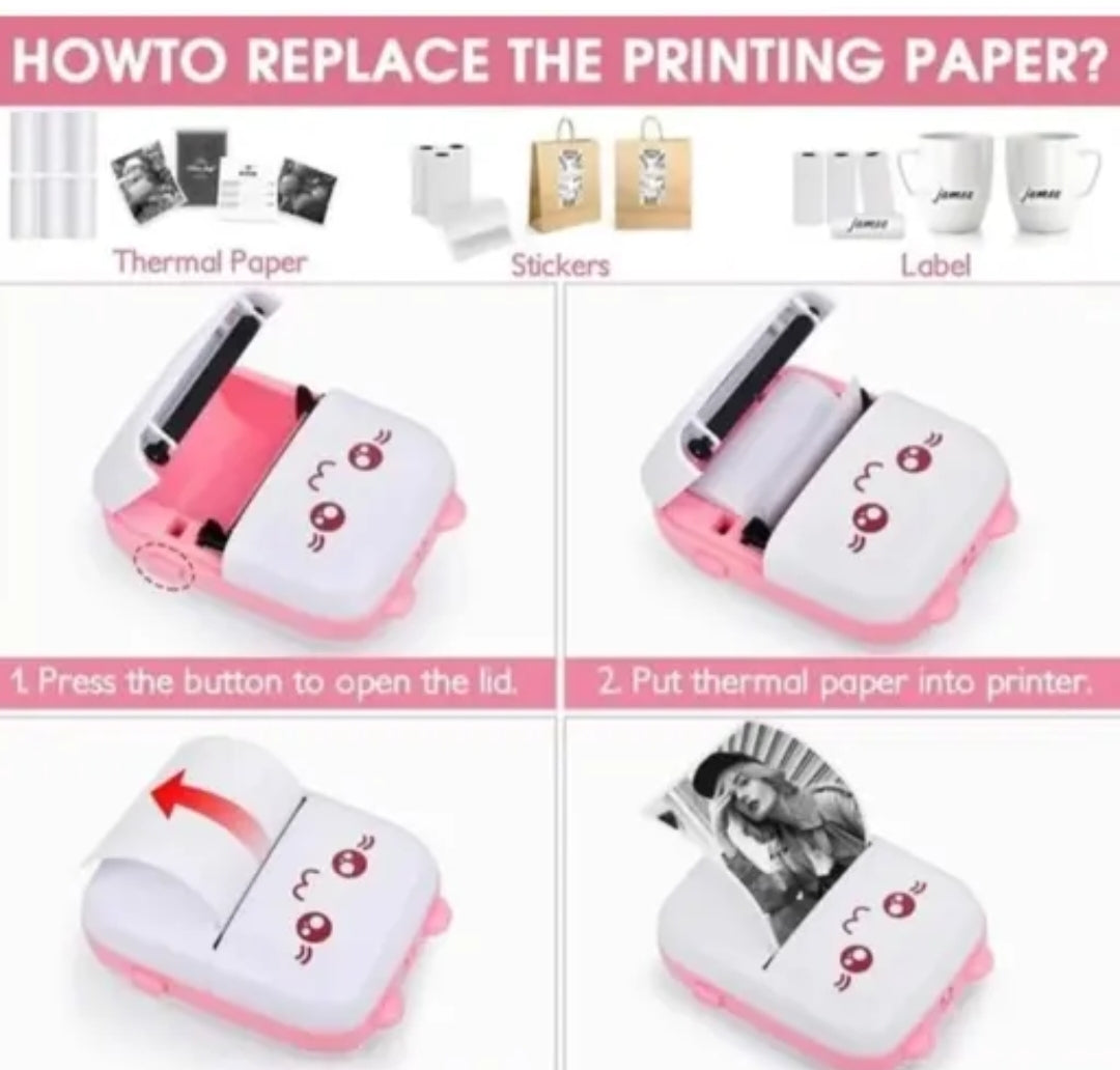 Cute mini Bluetooth photo & label printer