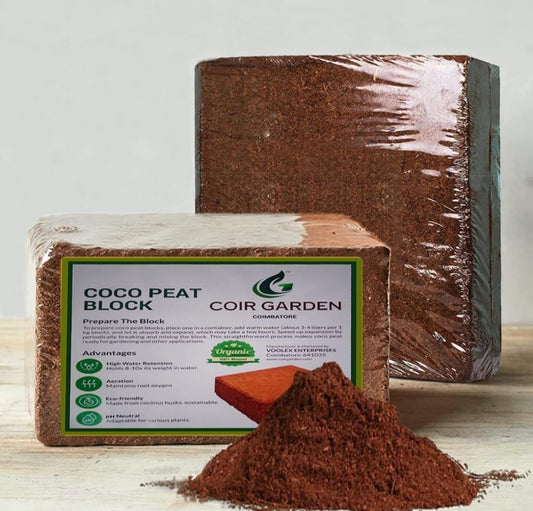 Expandable Coco Peat Block - 8-10X Water Retention, pH Neutral & Eco-Friendly Soil Amendment
