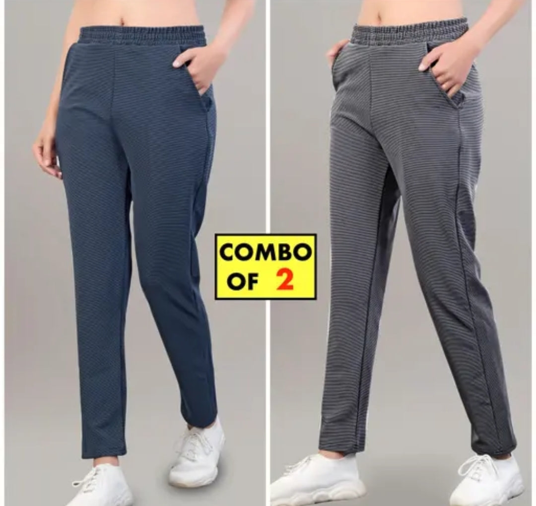 Pack of 2 womens track pants with navy blue and grey