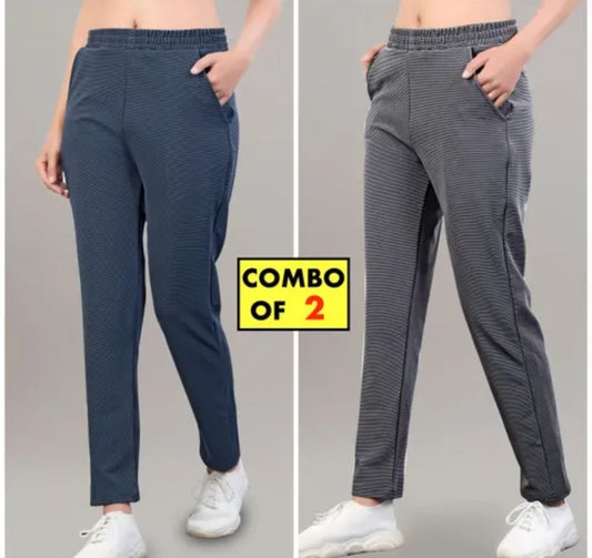 Pack of 2 womens track pants with navy blue and grey