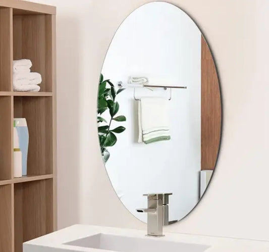 Elegant Oval Frameless Mirror - Easy Install for Bathroom & Beyond