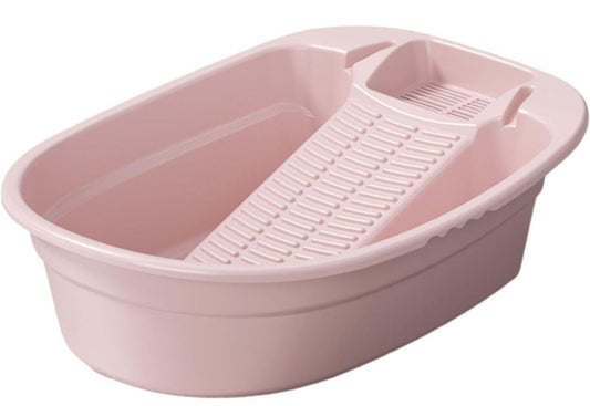 Portable Plastic Washboard Basin with Built-in Scrubber for Handwashing Laundry