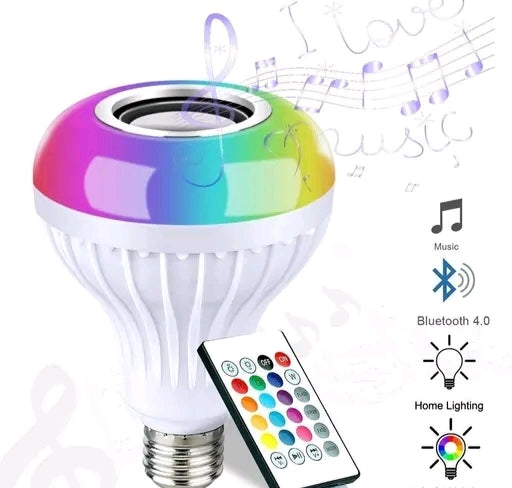 Smart RGB LED Bulb with Bluetooth Speaker & Remote – 2-in-1 Music + Light Experience!