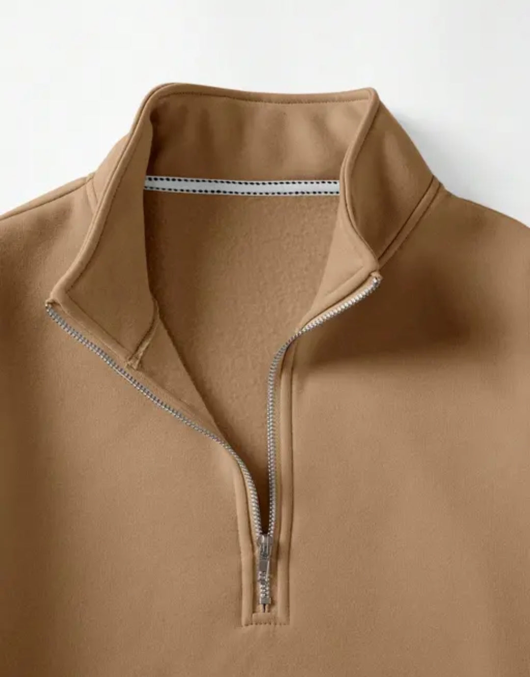 Beige Half-Zip Pullover Sweatshirt – Effortless Everyday Style