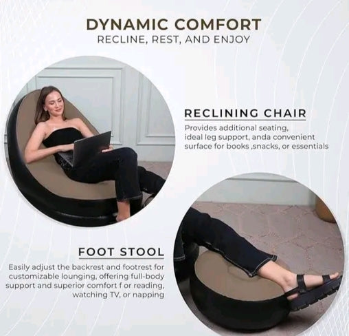 Inflatable Recliner Chair with Footstool – Portable Lounger for Ultimate Comfort