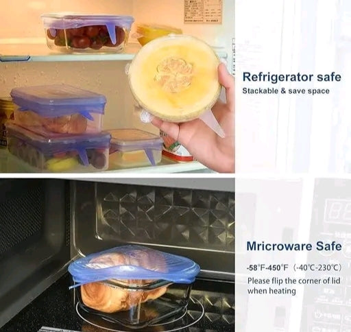 6-Pack Stretch Silicone Bowl Covers – Reusable, Airtight Food Storage Lids for Freshness (Microwave & Fridge Safe)"