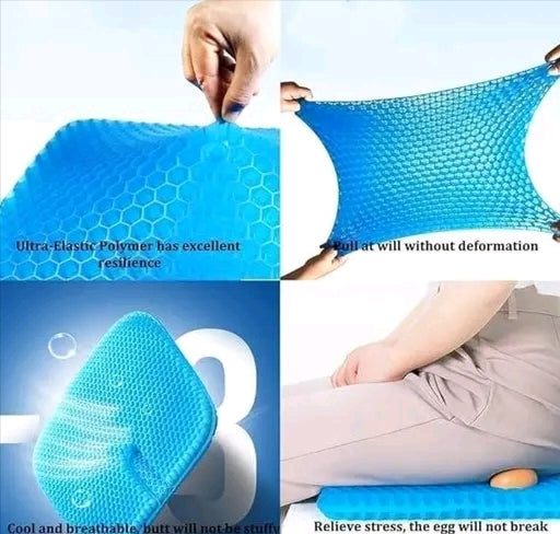 Gel Seat Cushion - Ergonomic Honeycomb Design for Office Chair, Car Seat, Wheelchair & More