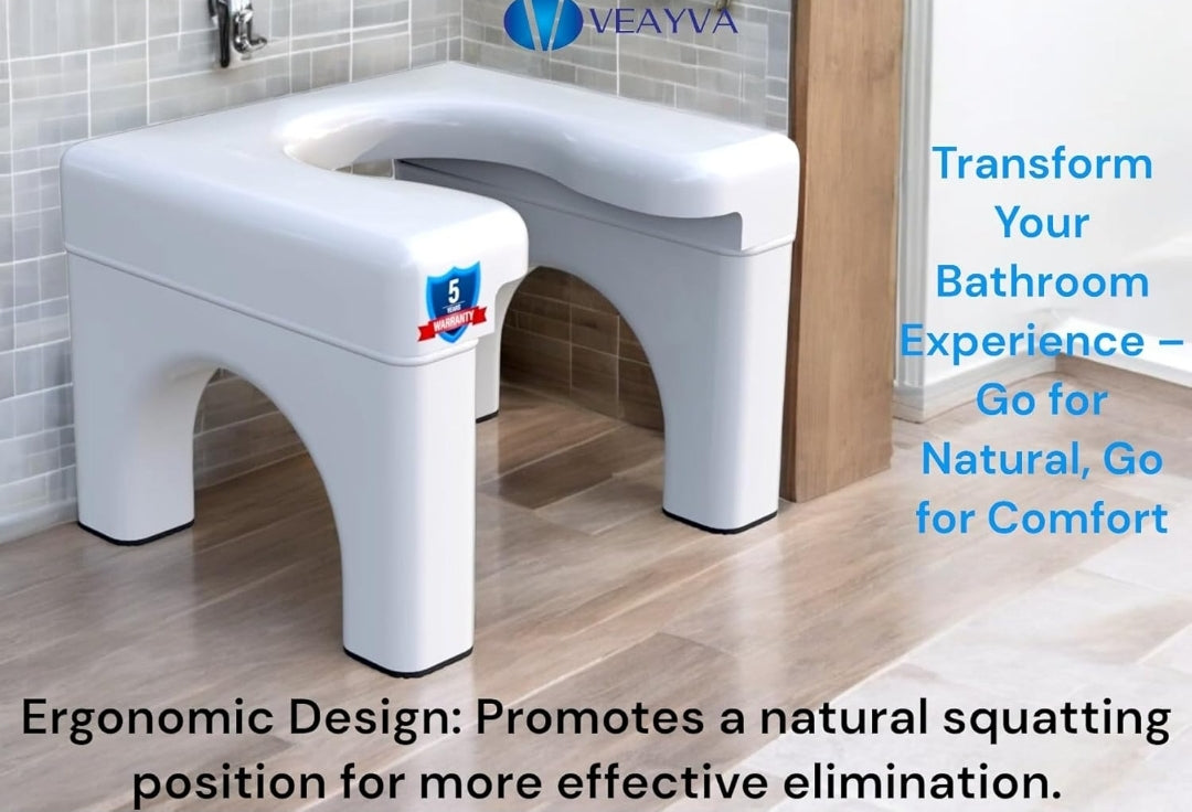 Toilet Stool - Ergonomic Squat Toilet Posture Aid with 5-Year Warranty