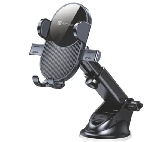 Portronics M3 Adjustable Car Mount – Heavy-Duty Suction Cup, One-Hand Operation