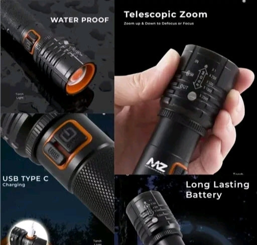 "Waterproof Zoomable Headlamp – USB-C Rechargeable LED Headlight with Telescopic Focus for Outdoor Adventures & Night Work"