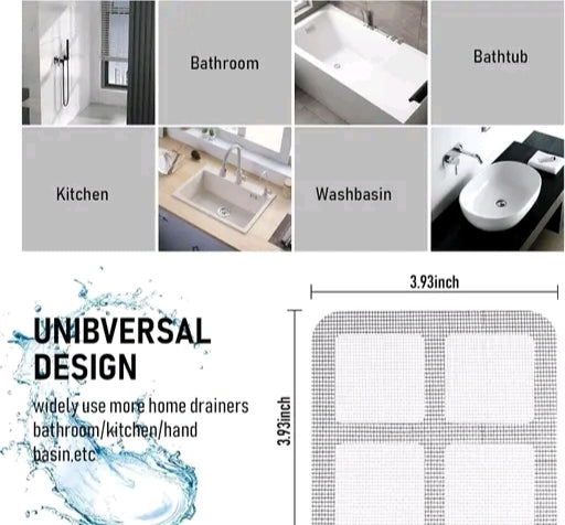 Universal 3.93" Silicone Drain Cover – Multi-Surface Design for Bathroom, Bathtub, Kitchen & Washbasin (Peel & Stick Installation