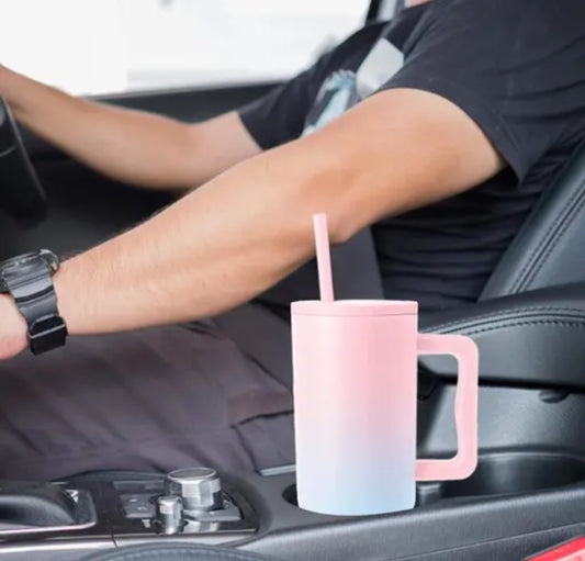 "Aesthetic Mug Bottle with Straw – Pink Edition!”