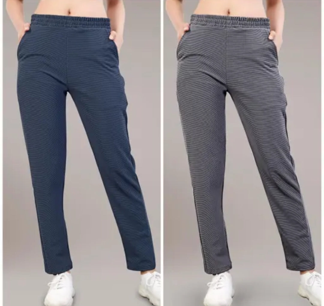Pack of 2 womens track pants with navy blue and grey