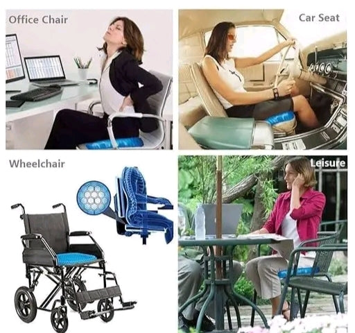 Gel Seat Cushion - Ergonomic Honeycomb Design for Office Chair, Car Seat, Wheelchair & More