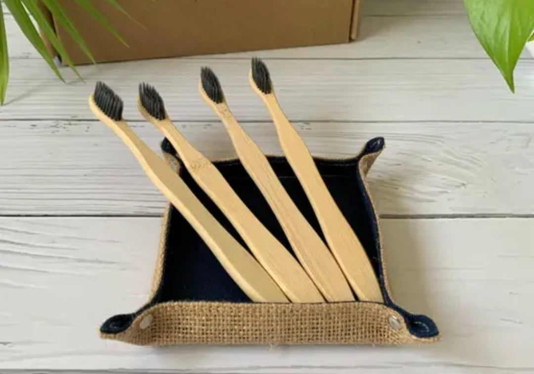 Bamboo Charcoal Toothbrush Pack (4 pcs) | Extra-Soft Eco Bristles
