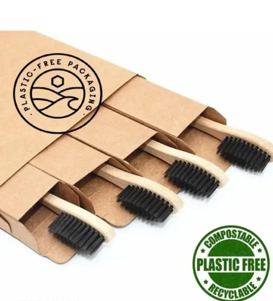 Bamboo Charcoal Toothbrush Pack (4 pcs) | Extra-Soft Eco Bristles