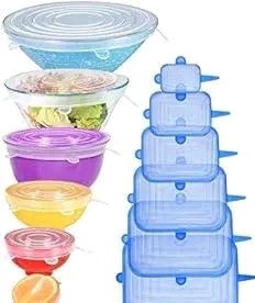 6-Pack Stretch Silicone Bowl Covers – Reusable, Airtight Food Storage Lids for Freshness (Microwave & Fridge Safe)"