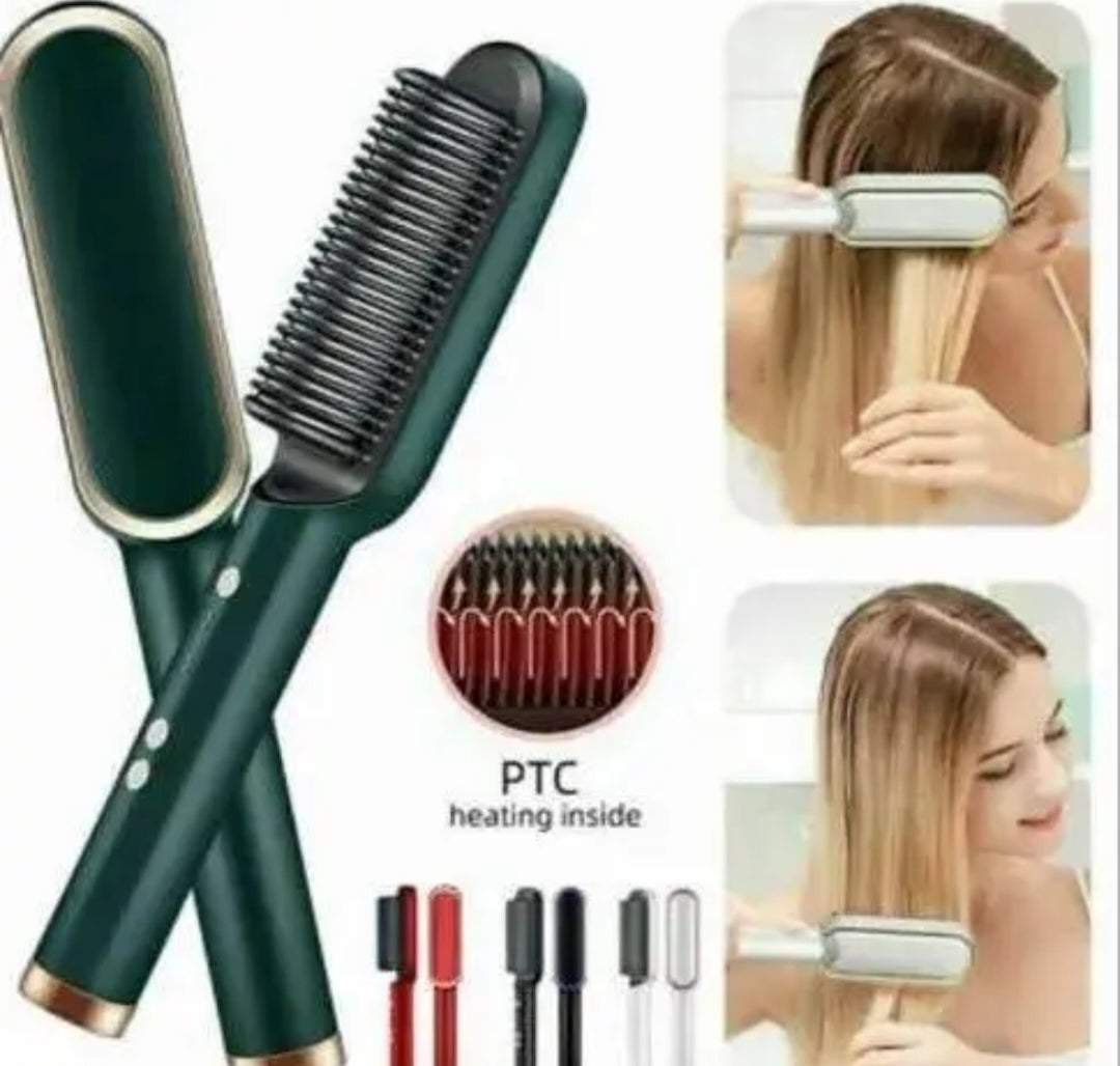 Professional Electric Hair Straightening Comb - 3-in-1 Fast Heating Brush with Adjustable Temperature for All Hair Types (Frizz, Coarse, Damaged)