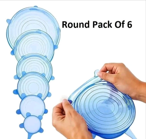6-Pack Stretch Silicone Bowl Covers – Reusable, Airtight Food Storage Lids for Freshness (Microwave & Fridge Safe)"