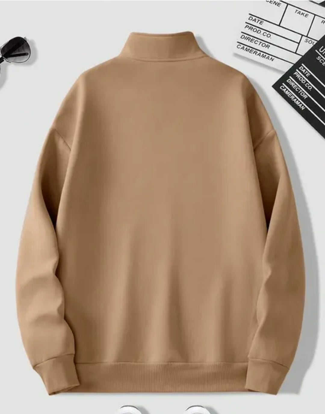 Beige Half-Zip Pullover Sweatshirt – Effortless Everyday Style