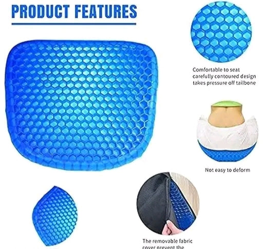 Gel Seat Cushion - Ergonomic Honeycomb Design for Office Chair, Car Seat, Wheelchair & More