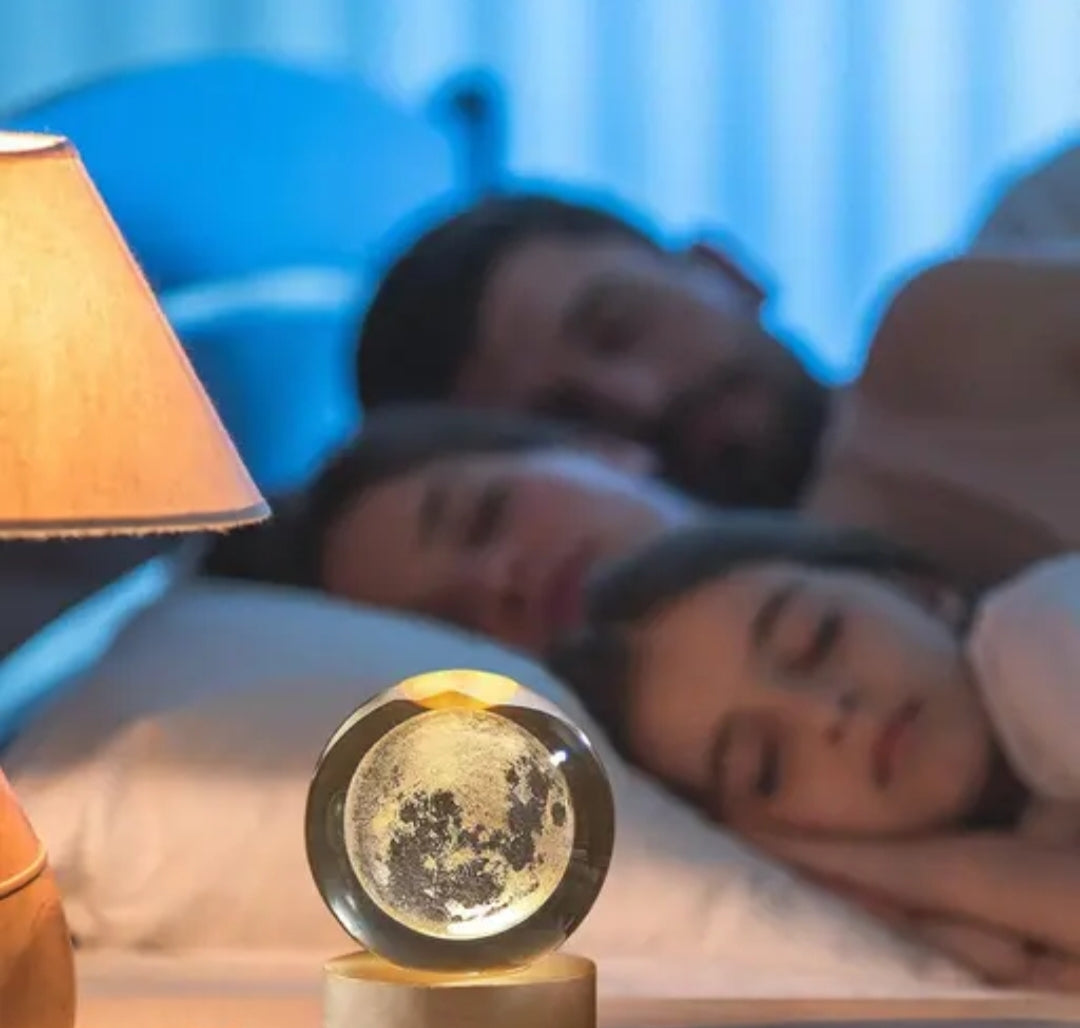 3D Moon Night Lamp with Stand – Touch Sensor & USB Rechargeable