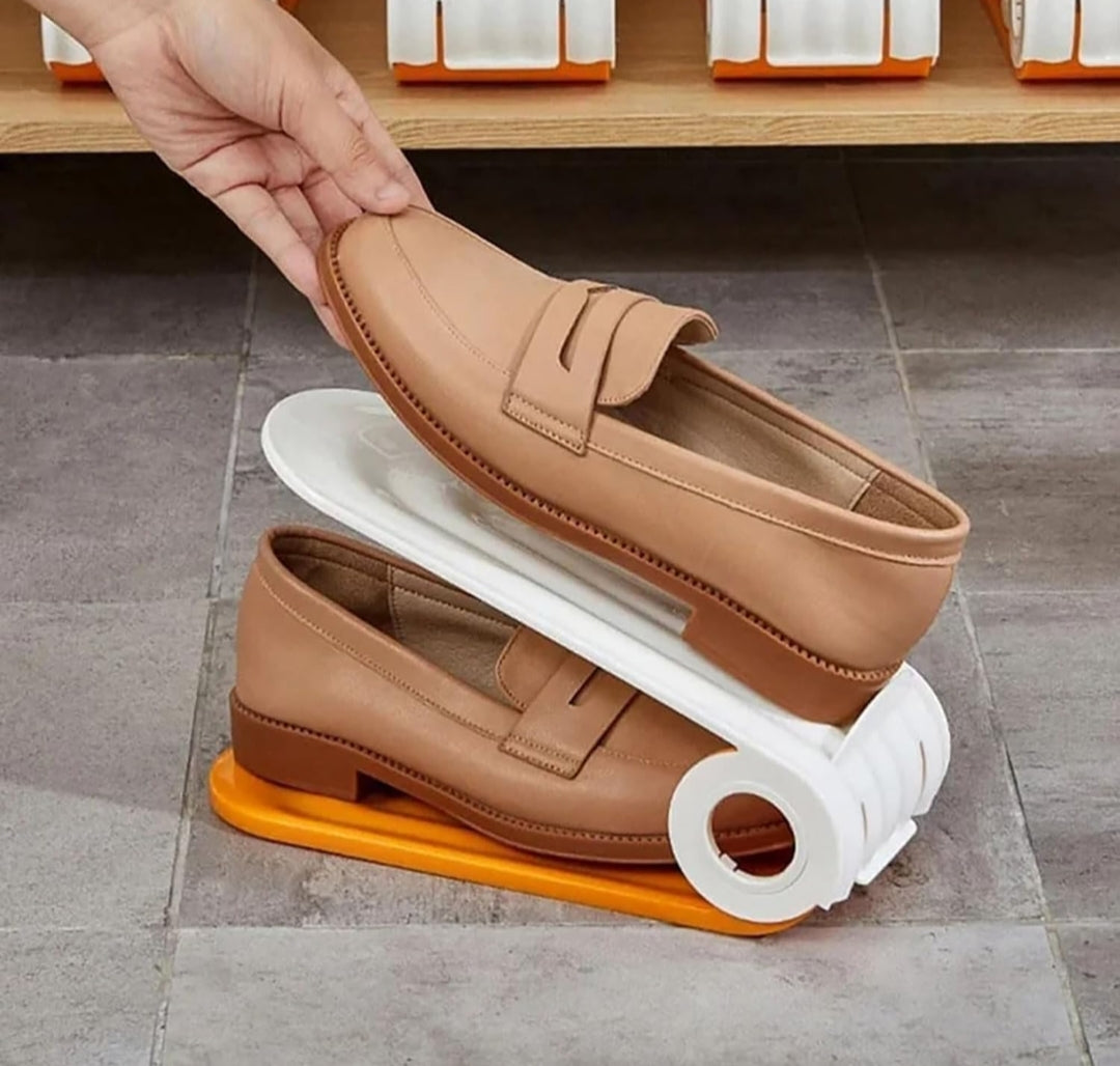 Adjustable Shoe Slots Organizer - Double Layer Space Saver for Closet & Rack Storage