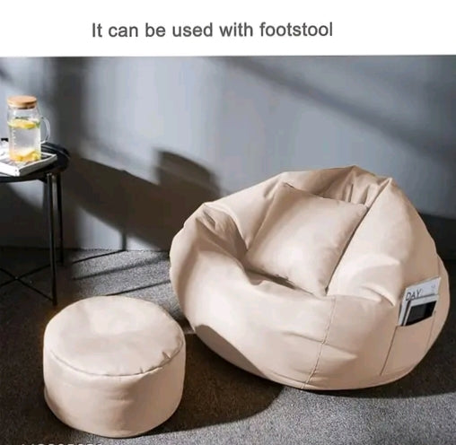 Premium Leatherette Bean Bag Chair with Footstool – Ultimate Comfort Lounge