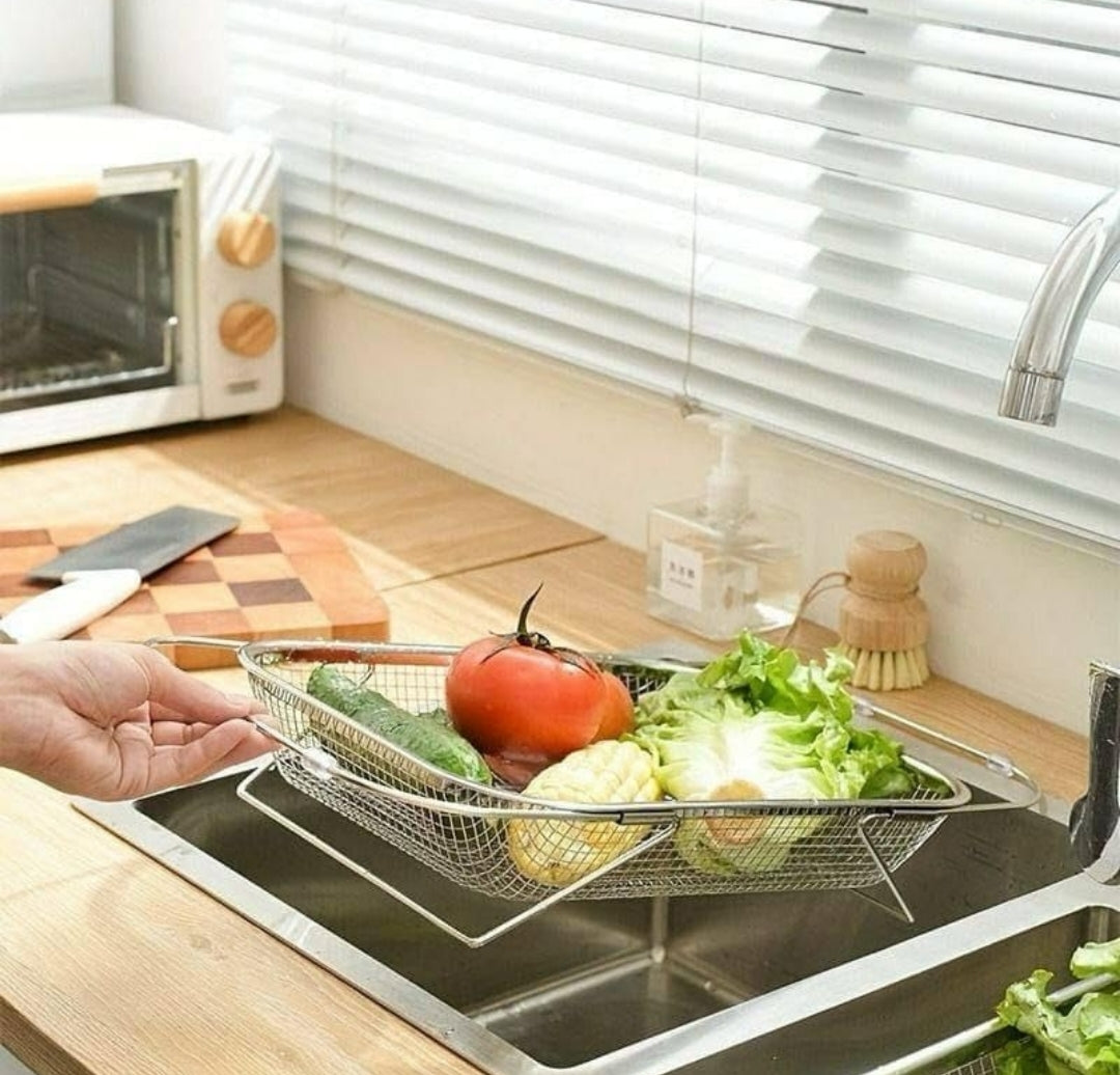 Stainless Steel Adjustable Sink Grid – Uniform Drainage for Washing Fruits, Vegetables & Dishes in Any Sink