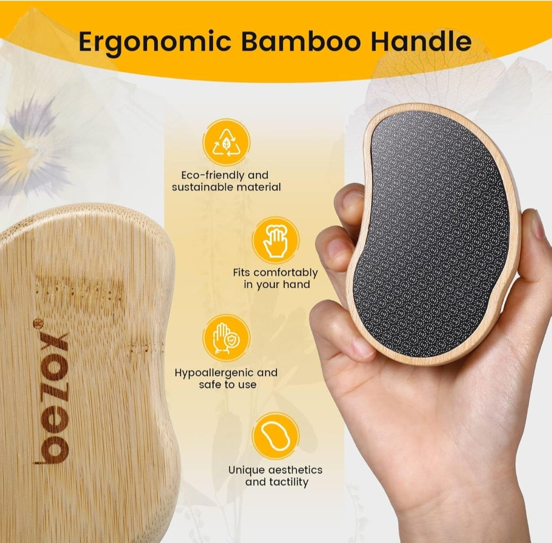Bamboo Foot File with Advanced Nanotechnology – Salon-Quality Pedicure for Smooth, Vacation-Ready Feet All Year