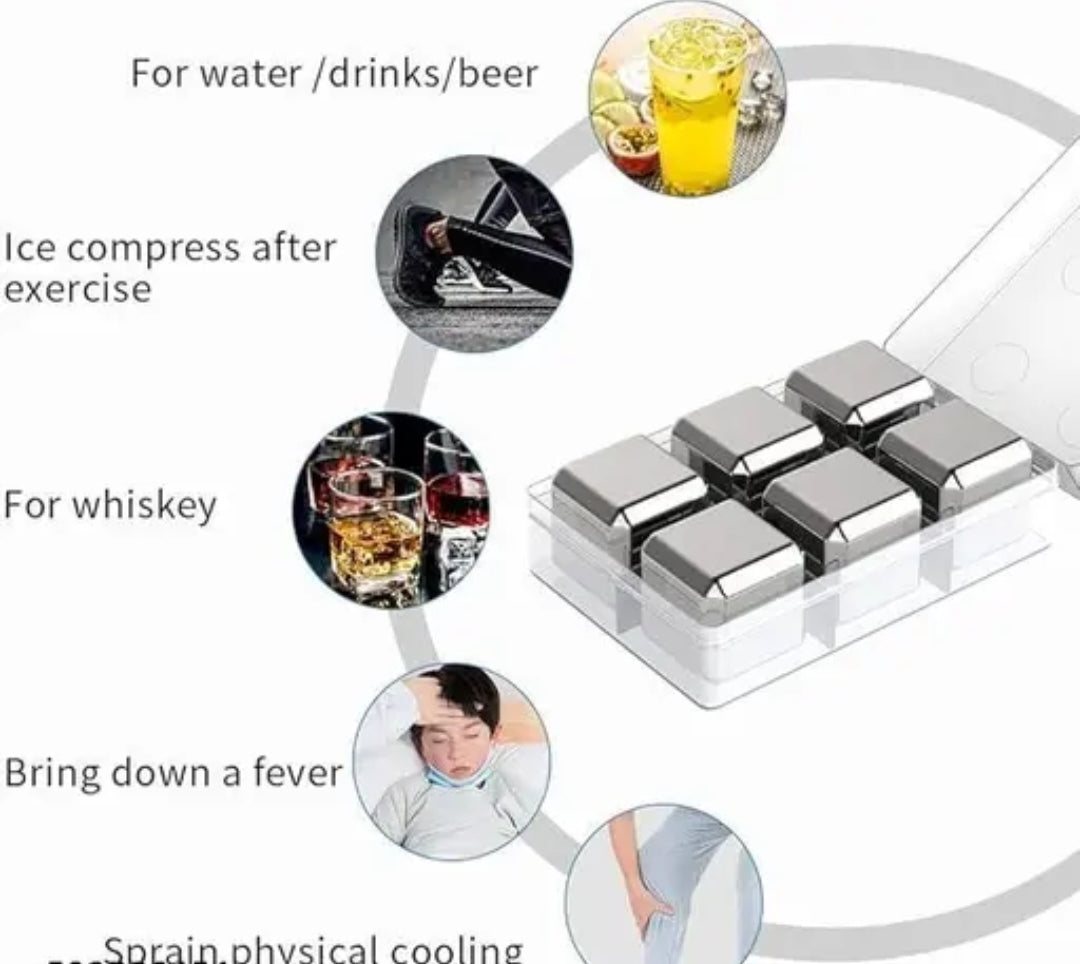 "Premium SUS304 Stainless Steel Ice Cubes – Reusable, Fast Cooling, & Non-Diluting for Drinks"