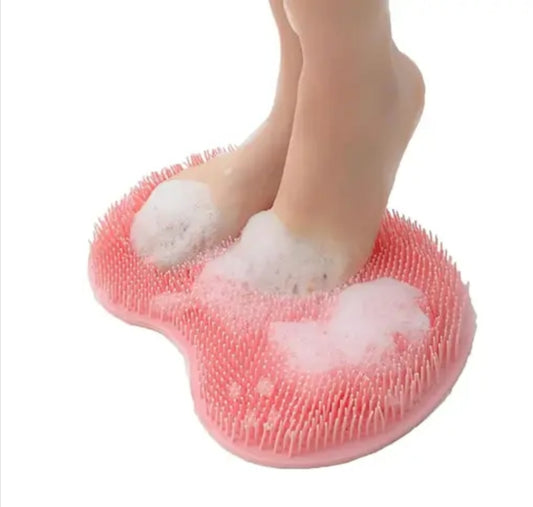 Pink Silicone Body Scrubber – Gentle Exfoliating Bath Brush for Back, Hands & Full Body