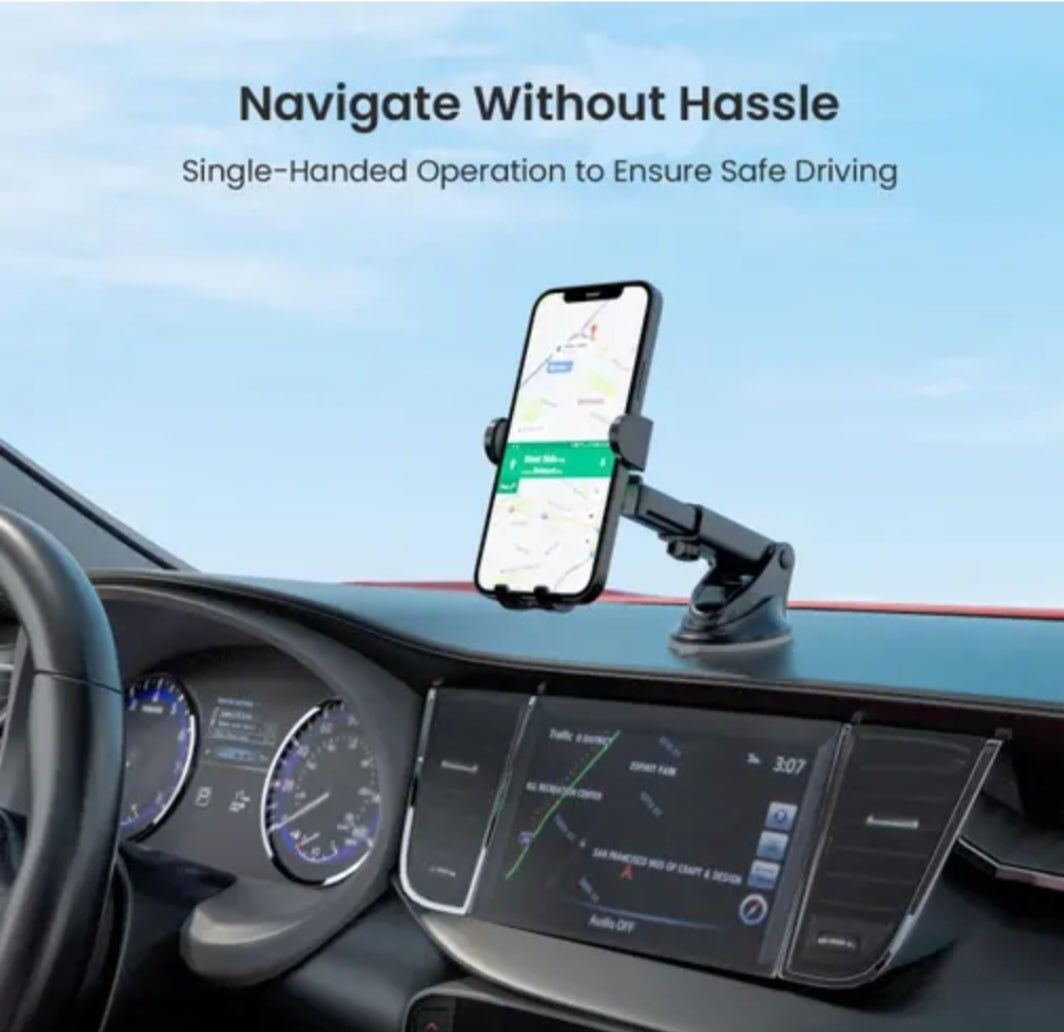 Portronics M3 Adjustable Car Mount – Heavy-Duty Suction Cup, One-Hand Operation