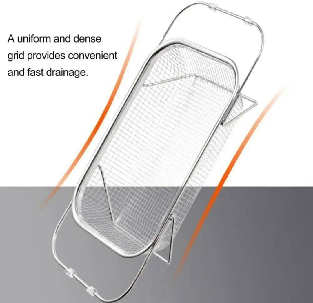 Stainless Steel Adjustable Sink Grid – Uniform Drainage for Washing Fruits, Vegetables & Dishes in Any Sink