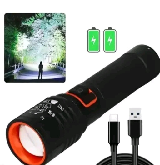 "Waterproof Zoomable Headlamp – USB-C Rechargeable LED Headlight with Telescopic Focus for Outdoor Adventures & Night Work"